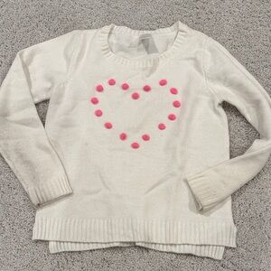 Gymboree White Sweater with Pink Heart Design